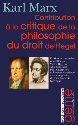 Contribution à la critique de la philosophie du droit de Hegel